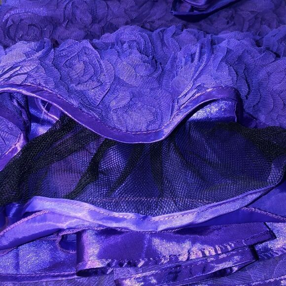 Floral Chiffon & Velvet Dress with crinoline back tie & buttons by Jona Michelle - Picture 13 of 13